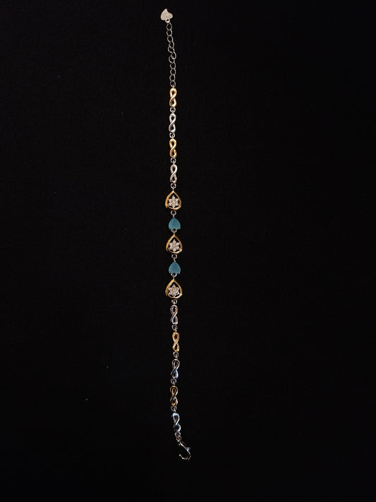 92.5 Silver Blue Heart Bracelet For Women