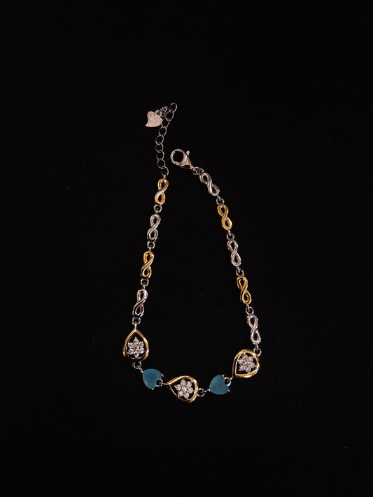 92.5 Silver Blue Heart Bracelet For Women